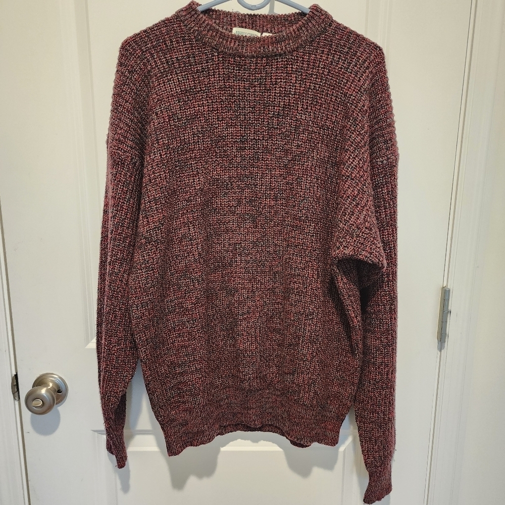 Vintage Willow Bay Marled Burgundy Knit Gramdpa Sweater Men's XL Fisherman EUC